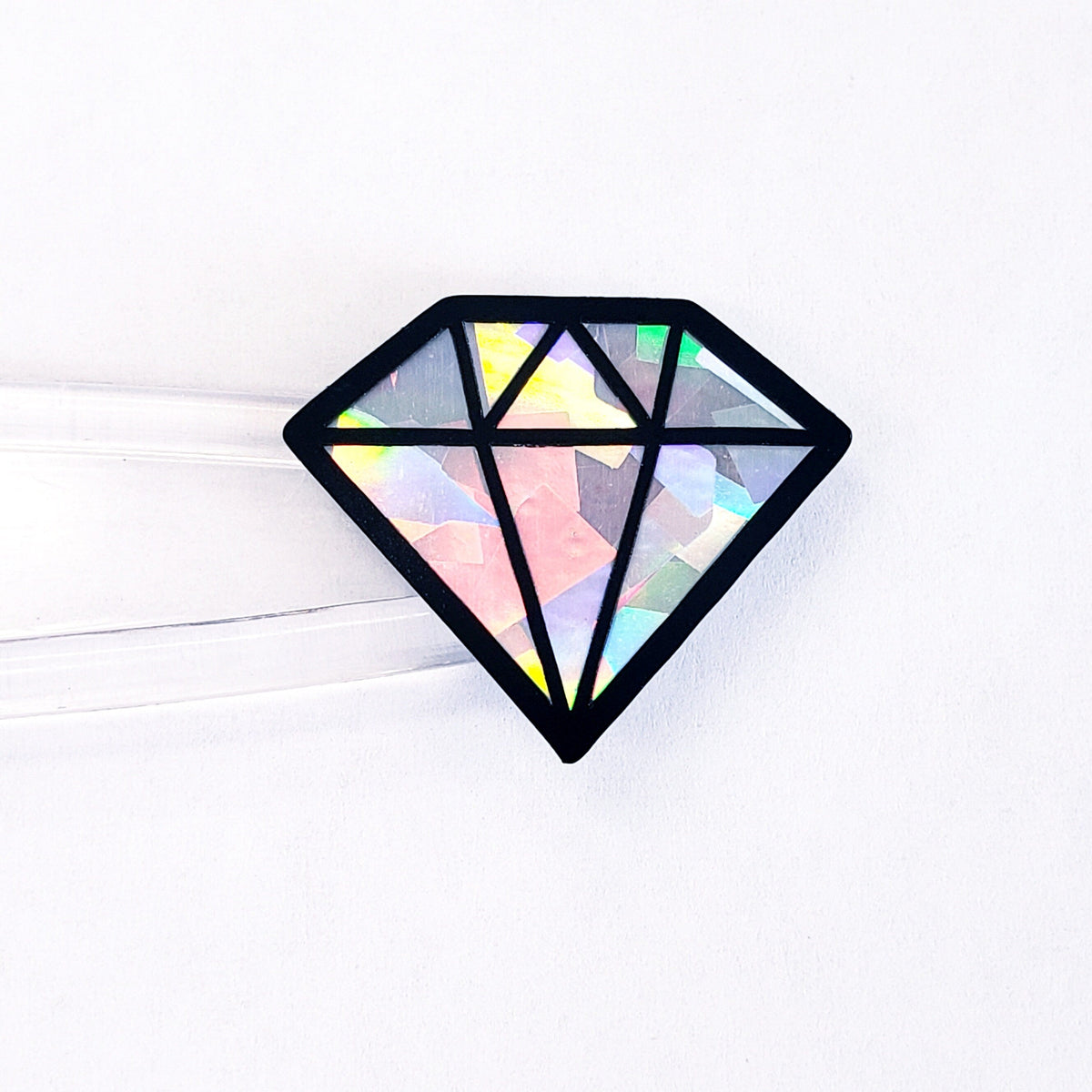 April birthstone stickers, diamond gemstone stickers, set of 40 small sparkly classic diamond shape decals for gifts, notes and scrapbooks.