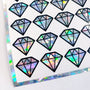 April birthstone stickers, diamond gemstone stickers, set of 40 small sparkly classic diamond shape decals for gifts, notes and scrapbooks.