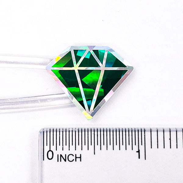 May Birthstone stickers, set of 40 small sparkly dark green emerald decals for gifts, notes, journals and scrapbooks. Gem embellishments.