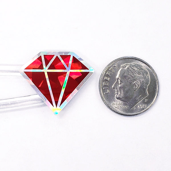 July Birthstone stickers, set of 40 small sparkly red ruby decals for gifts, notes, journals and scrapbooks. Gem embellishments.