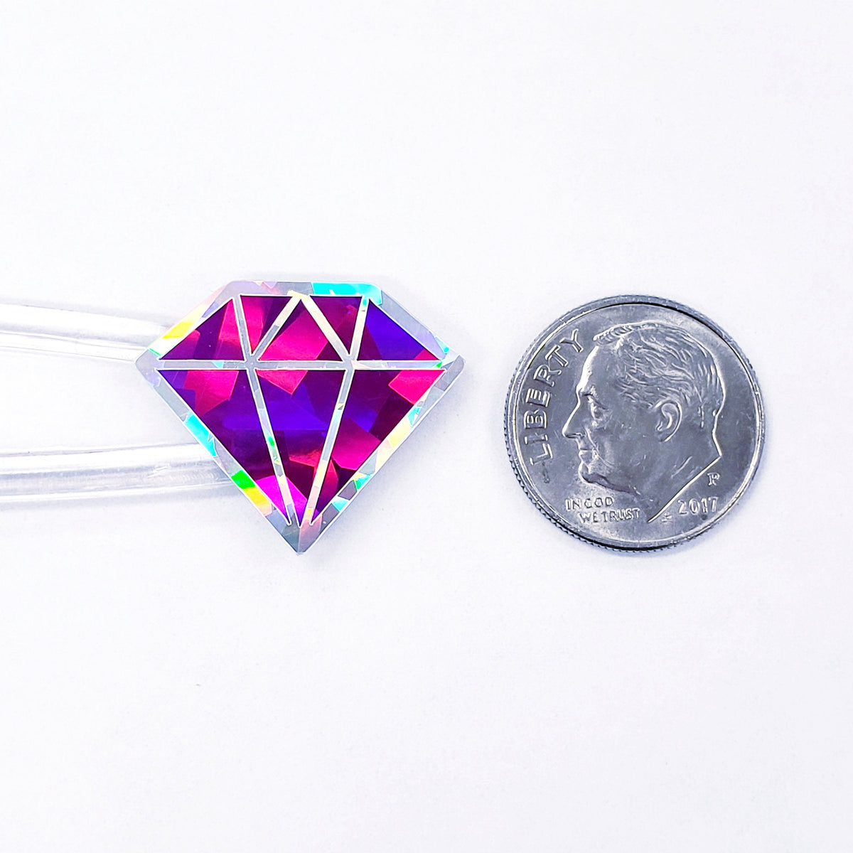 Hot Pink Birthstone stickers, set of 40 small sparkly pink diamond decals for gifts, notes, journals, phone grips and scrapbook pages.