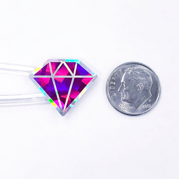 Hot Pink Birthstone stickers, set of 40 small sparkly pink diamond decals for gifts, notes, journals, phone grips and scrapbook pages.