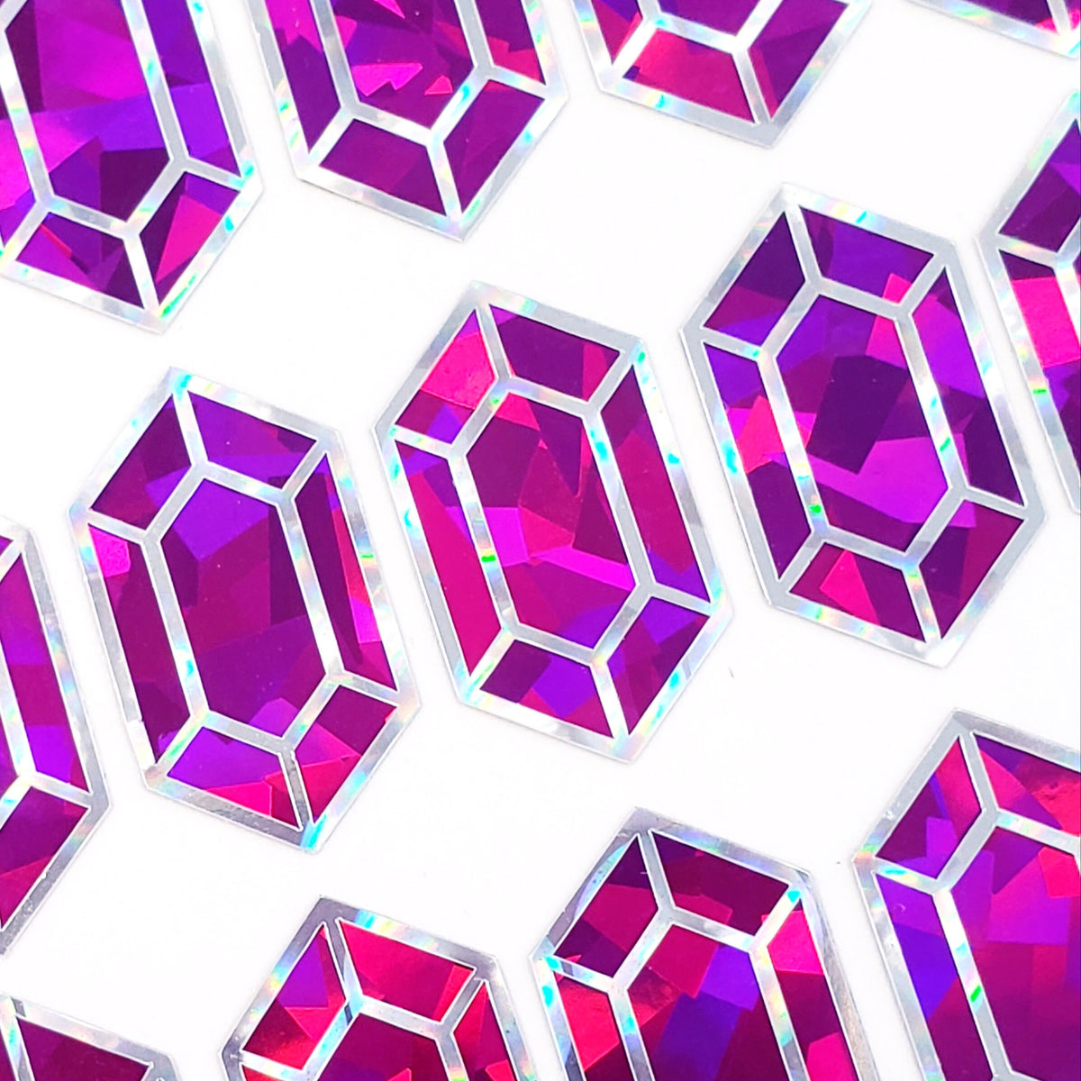 Pink Diamond stickers, set of 36 small sparkly jewel gemstone decals for Libra birthdays, notebooks, journals. October birthstone gift.