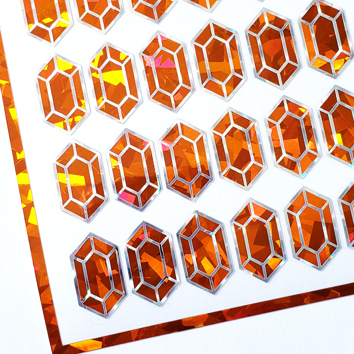 Orange Diamond Sticker Bundle, set of 96 sparkly faux citron gemstone stickers for November birthday, Scorpio zodiac gift, Free shipping.