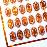 Orange Diamond Sticker Bundle, set of 96 sparkly faux citron gemstone stickers for November birthday, Scorpio zodiac gift, Free shipping.
