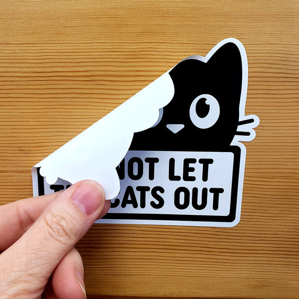 Indoor Cat Safety Door Sticker, Cute Do Not Let Cats Out Sign, Pet Lover Gift