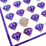 February Birthstone stickers, set of 40 small sparkly purple amethyst decals for gifts, notes, journals and scrapbooks. Gem embellishments.