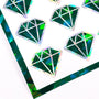 May Birthstone stickers, set of 40 small sparkly dark green emerald decals for gifts, notes, journals and scrapbooks. Gem embellishments.