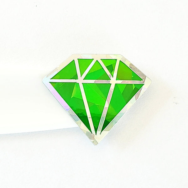 Green Crystal Jewel Stickers, set of 40 sparkly peridot birthstone stickers for August birthday, Virgo zodiac gift, diamond shape stickers.