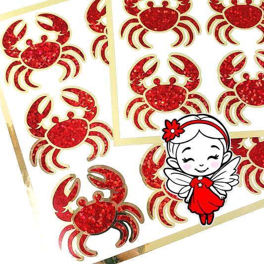 Red and gold small crab stickers