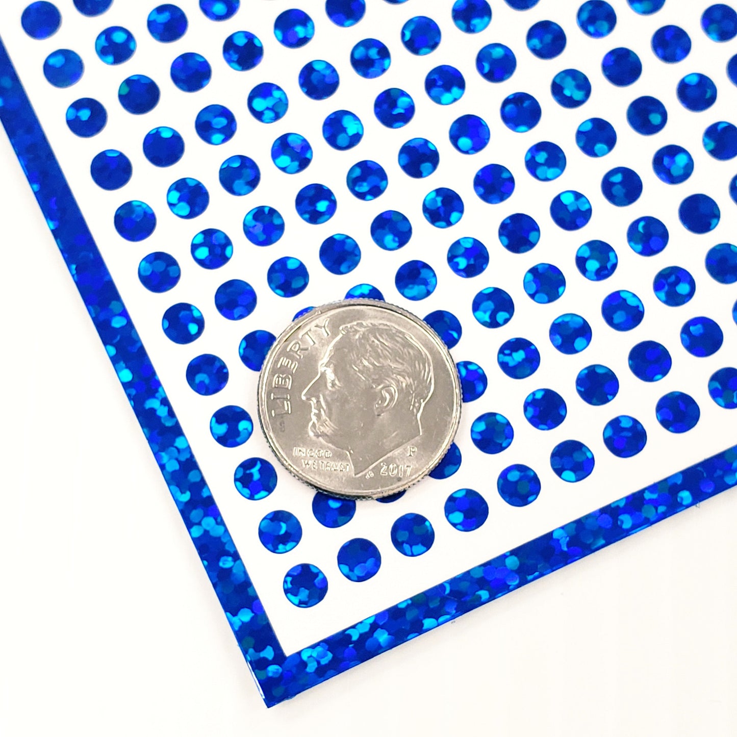 Blue Glitter Dot Stickers, set of 560, two dot sizes 2mm and 1/4 dots for meal choice, journals, planners, calendars, charts and crafts.