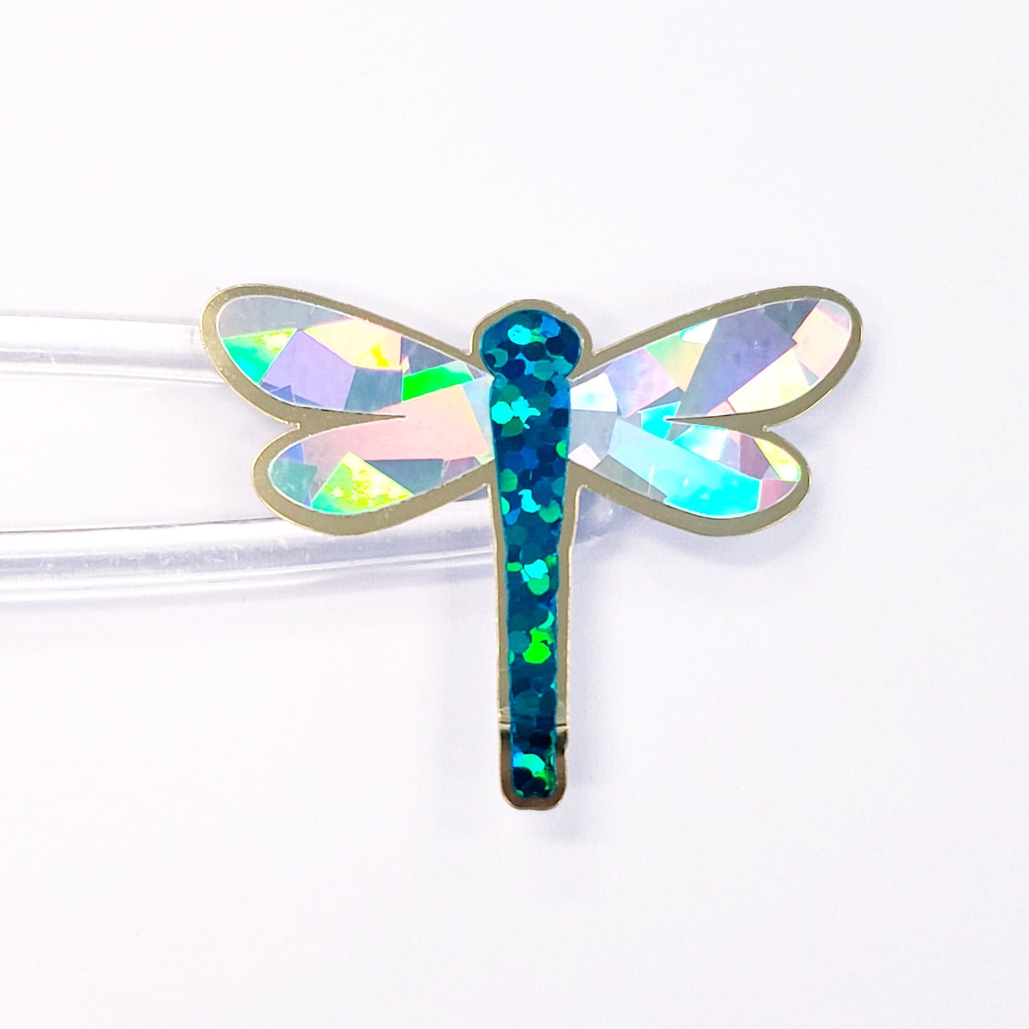 Turquoise Dragonfly Stickers, set of 4, 8 or 12 sparkly handmade glitter stickers for cards, journals and scrapbooks. Dragonfly gift