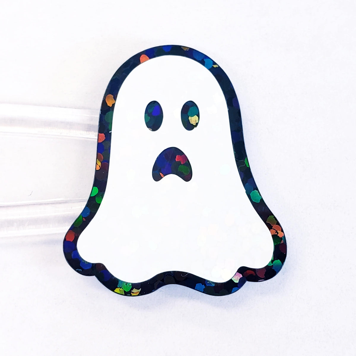 Ghost Sticker Set, set of 30 spooky sparkly whimsy goth stickers for Halloween decor, trick or treat bags, paper crafts and scrapbook pages.