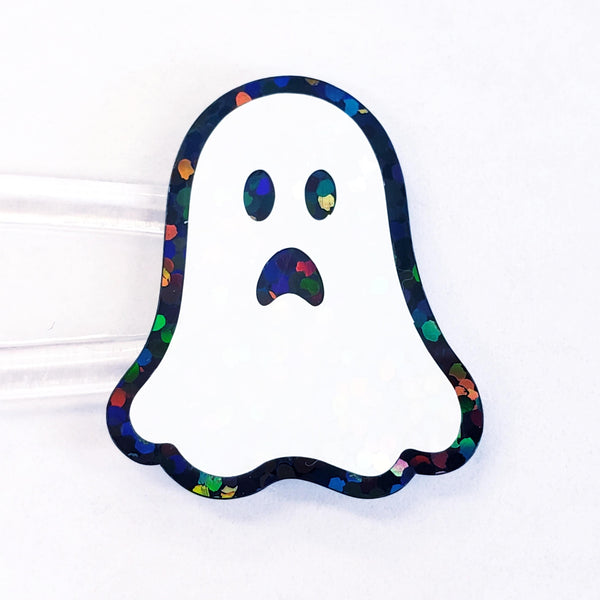 Ghost Sticker Set, set of 30 spooky sparkly whimsy goth stickers for Halloween decor, trick or treat bags, paper crafts and scrapbook pages.