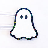 Ghost Sticker Set, set of 30 spooky sparkly whimsy goth stickers for Halloween decor, trick or treat bags, paper crafts and scrapbook pages.