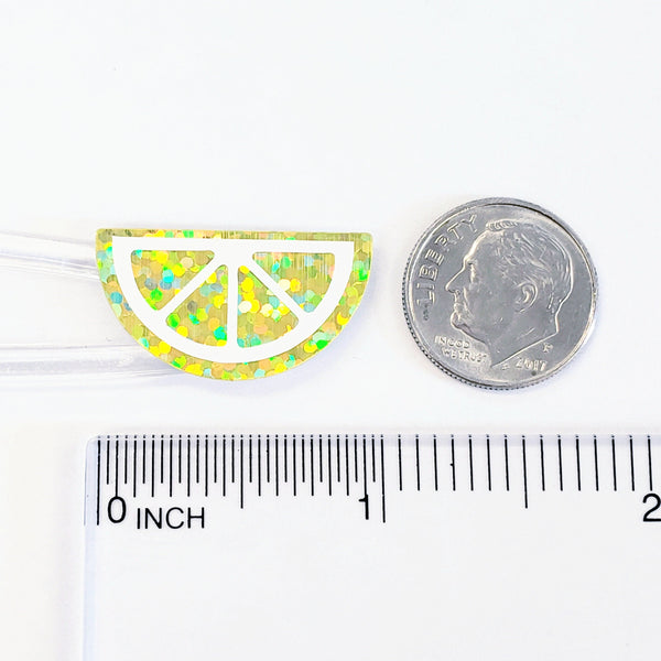 Lemon Stickers, set of 31 sparkly summer fruit decals, yellow citrus lemonade stickers.
