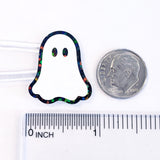 Ghost Sticker Set, set of 30 spooky sparkly whimsy goth stickers for Halloween decor, trick or treat bags, paper crafts and scrapbook pages.