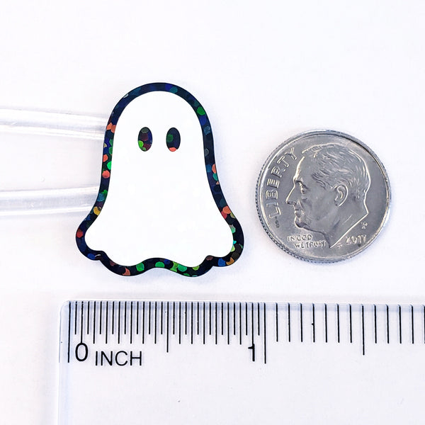Ghost Sticker Set, set of 30 spooky sparkly whimsy goth stickers for Halloween decor, trick or treat bags, paper crafts and scrapbook pages.