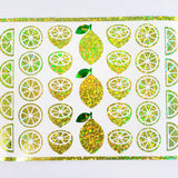 Lemon Stickers, set of 31 sparkly summer fruit decals, yellow citrus lemonade stickers.