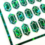 Green rupee stickers, set of 36, May birthstone.