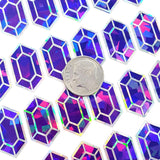 Purple rupee gem stickers, set of 36 small sparkly rupee vinyl decals. Treasure stickers for gamers.