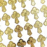 Ornate Gold Cross Stickers – 32 Metallic & Mirror Gold Cross Decals – Elegant Christian Sticker Sheet