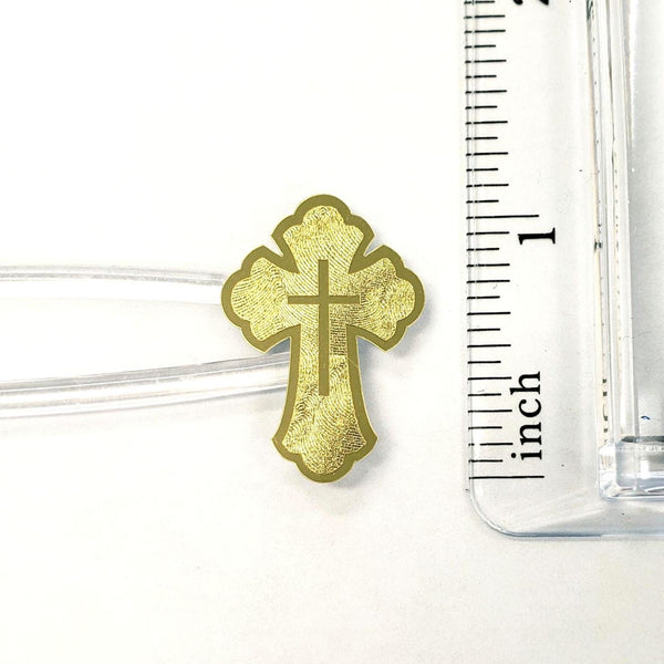 Ornate Gold Cross Stickers – 32 Metallic & Mirror Gold Cross Decals – Elegant Christian Sticker Sheet