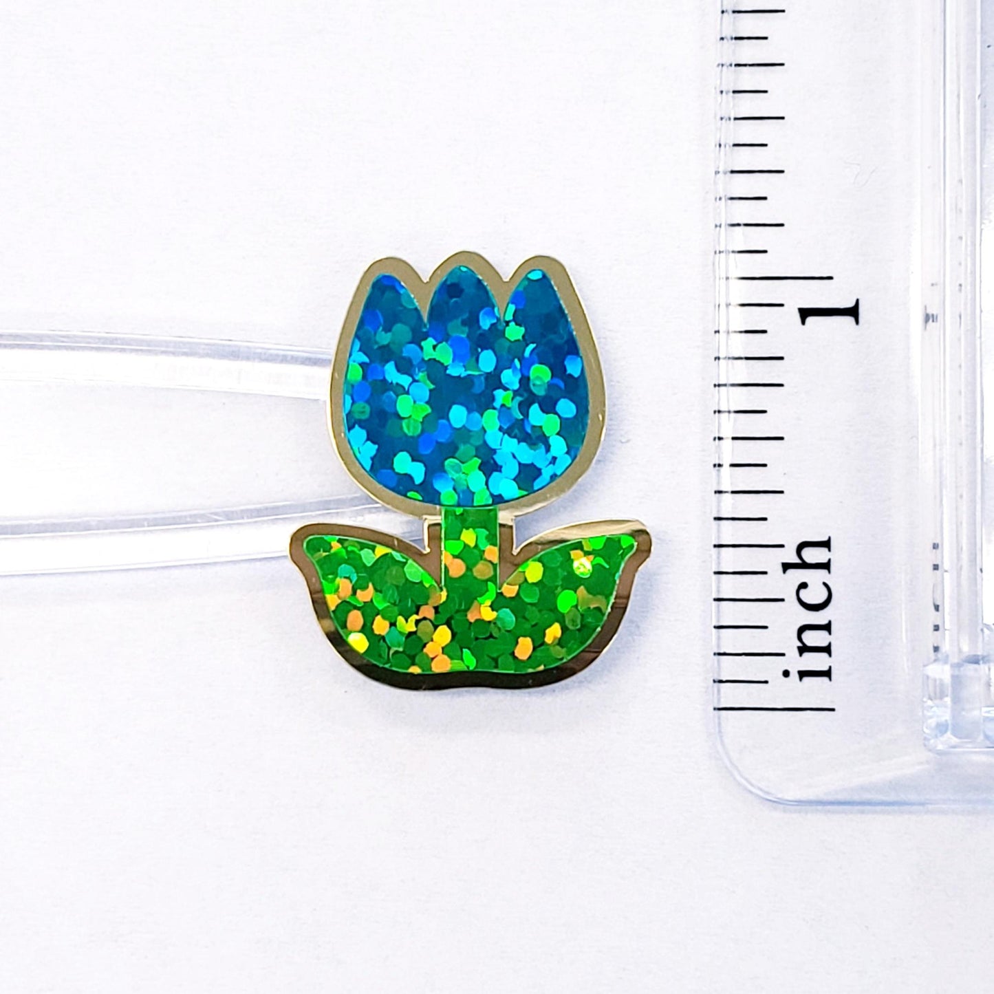 Tulip Stickers, set of 30 small sparkly multicolor spring flowers for scrapbook pages, Easter cards, envelopes and journal embellishments.