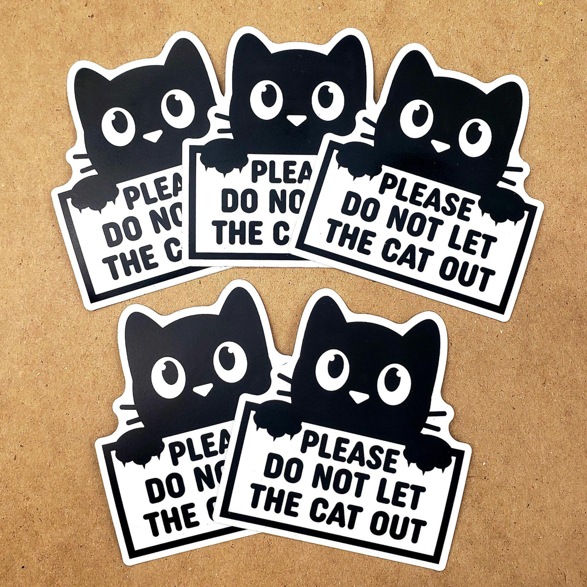 Do Not Let the Cat Out Sticker, new smaller size waterproof pet safety sticker for door or window.