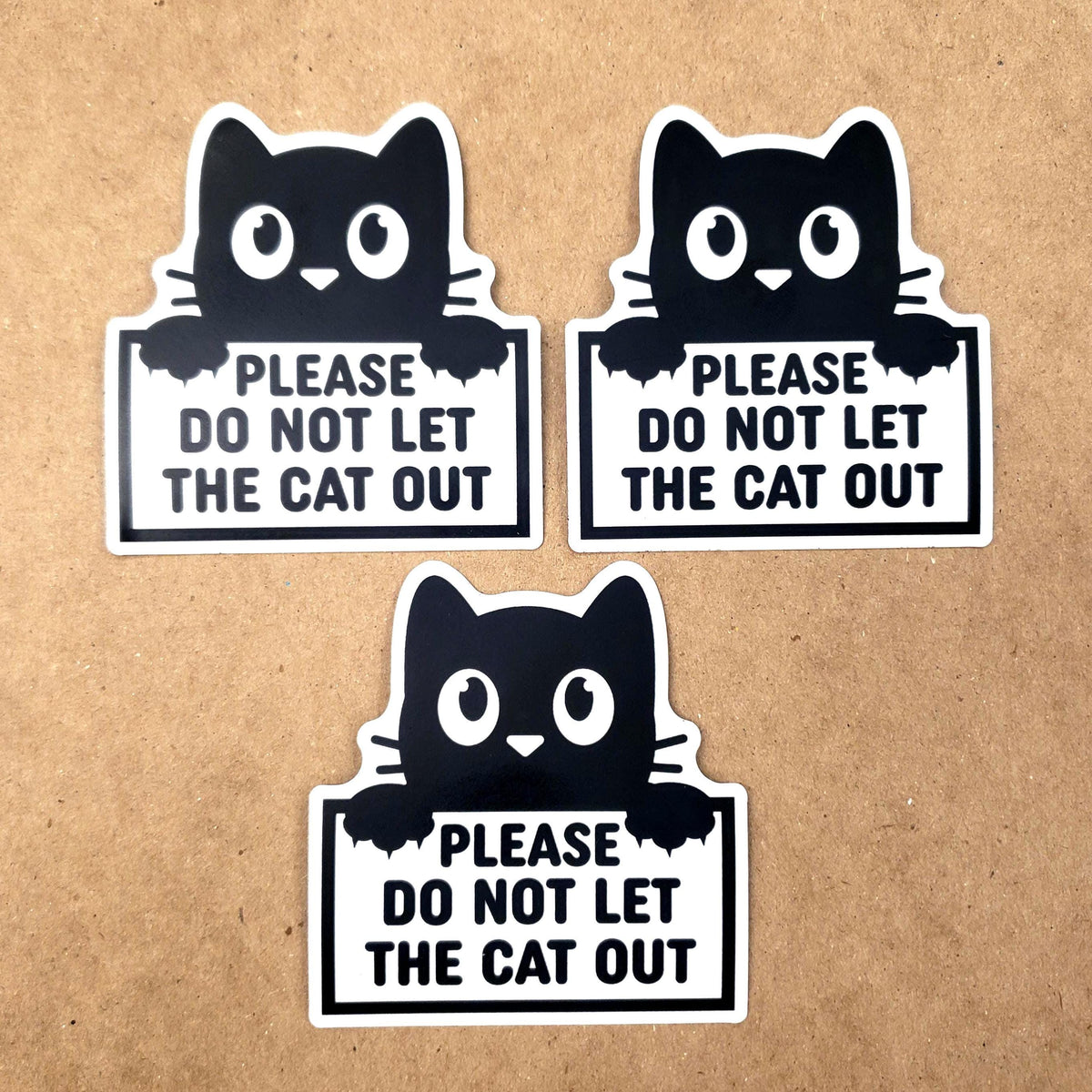 Do Not Let the Cat Out Sticker, new smaller size waterproof pet safety sticker for door or window.