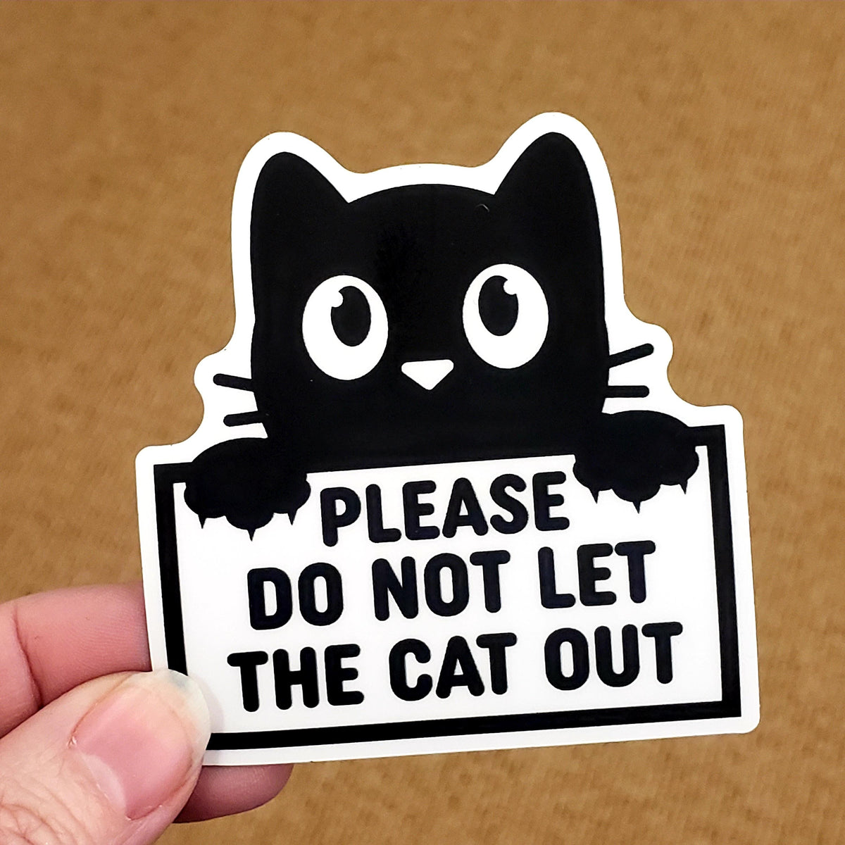 Do Not Let the Cat Out Sticker, new smaller size waterproof pet safety sticker for door or window.