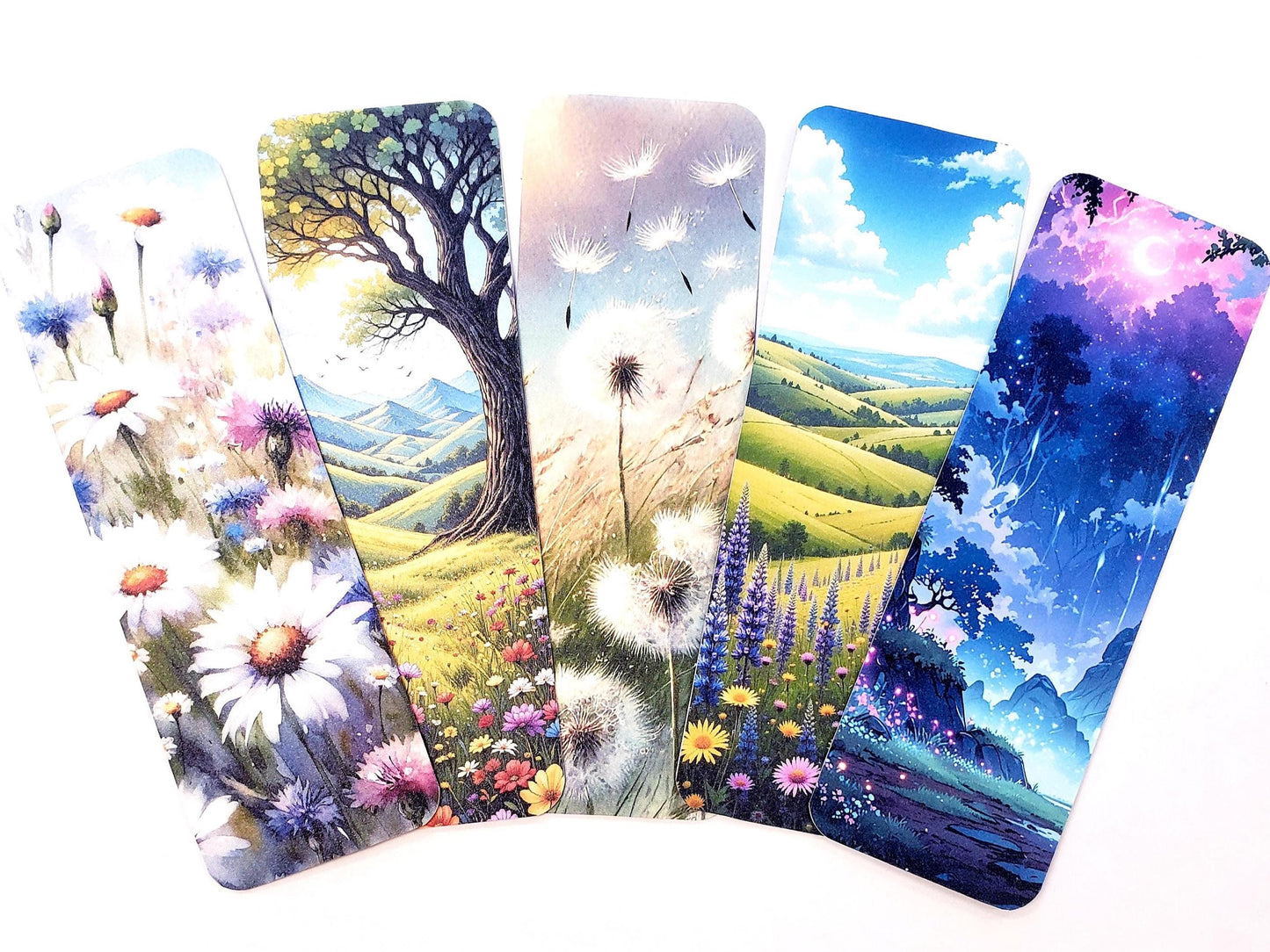 Dandelion Bookmark with tassel, double-sided