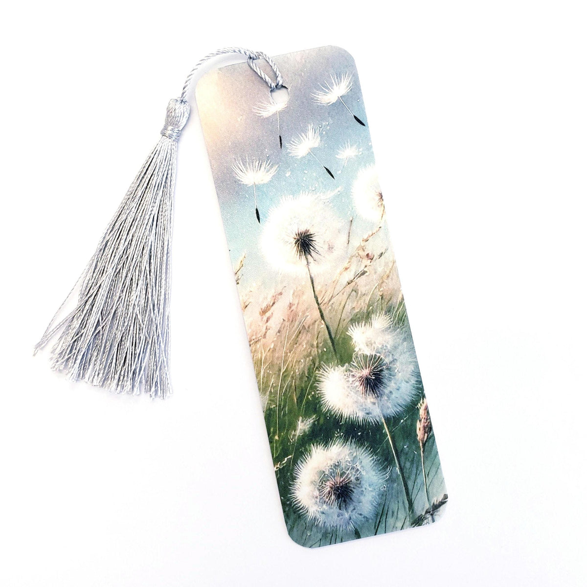 Dandelion Bookmark with tassel, double-sided