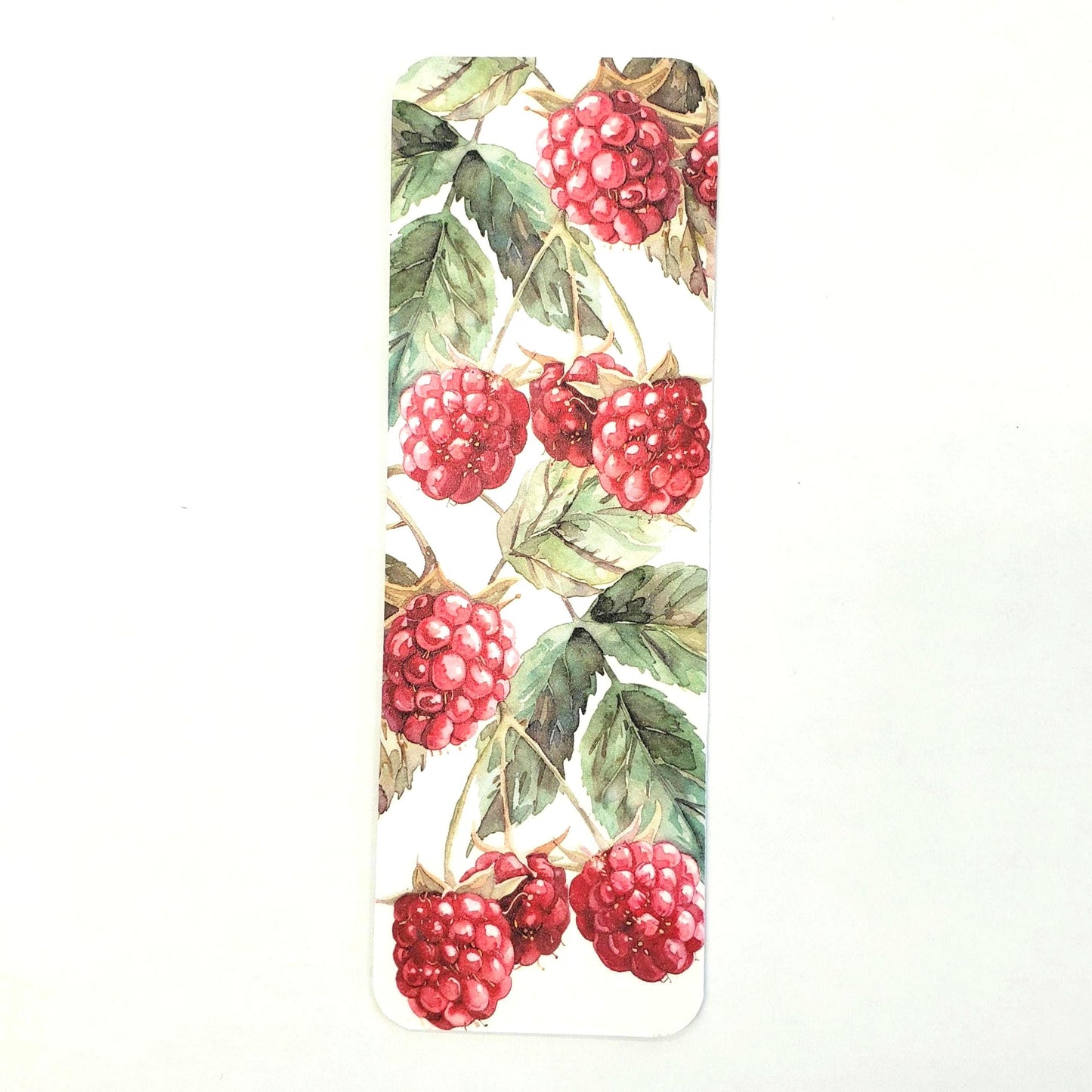 Raspberry Bookmark with tassel, botanical fruit design on bookmark. book club
