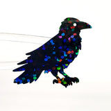 Black Raven Stickers, set of 24 black crow vinyl decal stickers for journals, scrapbook embellishments, gothic and dark academia decor.