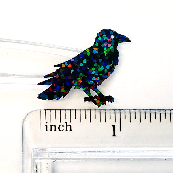 Black Raven Stickers, set of 24 black crow vinyl decal stickers for journals, scrapbook embellishments, gothic and dark academia decor.