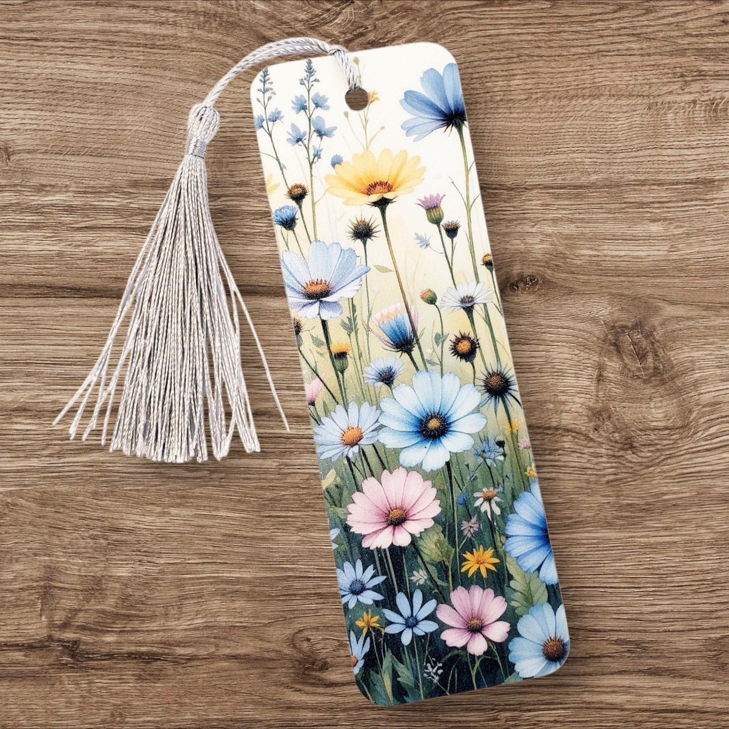 Wildflowers Bookmark with tassel, double-sided