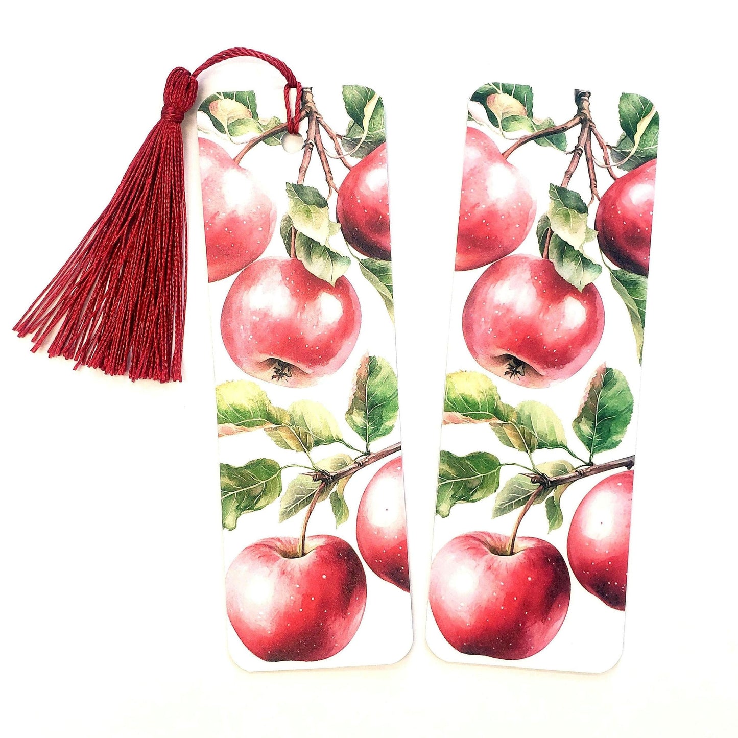 Apple Tree Branch Bookmark with tassel, double-sided