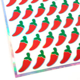 Hot Pepper Stickers, set of 36 peel and stick red and green chili pepper vinyl decal stickers for spicy food labels, menus and recipe cards.