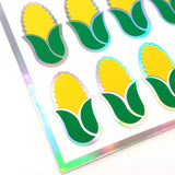 Corn Stickers, set of 40 peel and stick vegetable vinyl decal stickers for garden markers, recipe cards and scrapbook embellishments.