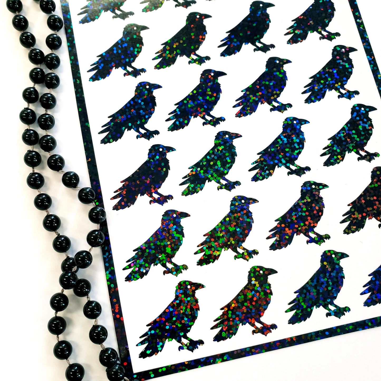 set of 24 black raven stickers