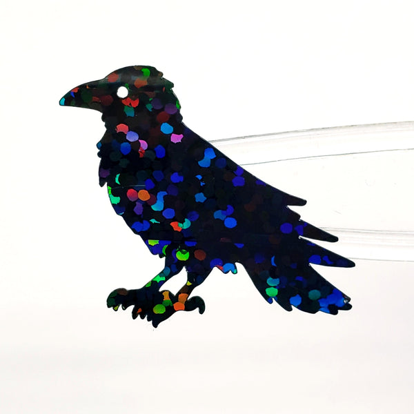 Black Raven Stickers, set of 24 black crow vinyl decal stickers for journals, scrapbook embellishments, gothic and dark academia decor.