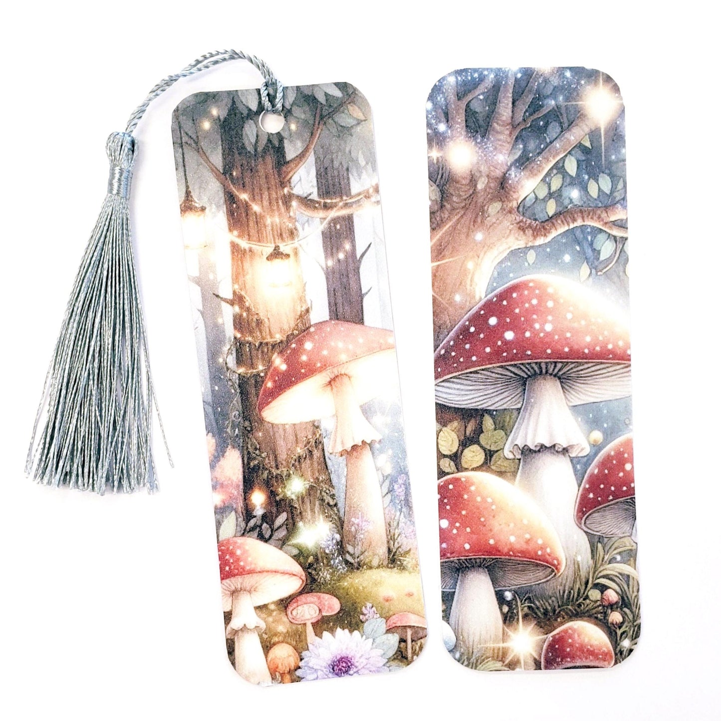 Mushroom Bookmark with tassel, double-sided