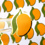 Mango Stickers, set of 28 small peel and stick tropical fruit vinyl stickers for recipe cards, scrapbooking and journals.