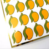 Mango Stickers, set of 28 small peel and stick tropical fruit vinyl stickers for recipe cards, scrapbooking and journals.