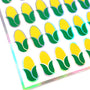 Corn Stickers, set of 40 peel and stick vegetable vinyl decal stickers for garden markers, recipe cards and scrapbook embellishments.