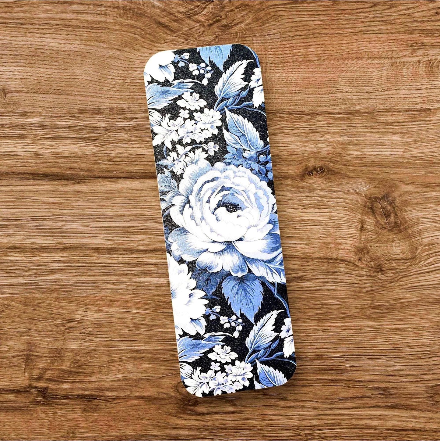 Blue and White Floral Toile Printed Bookmark with tassel