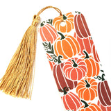 Boho Orange Pumpkins Bookmark with tassel