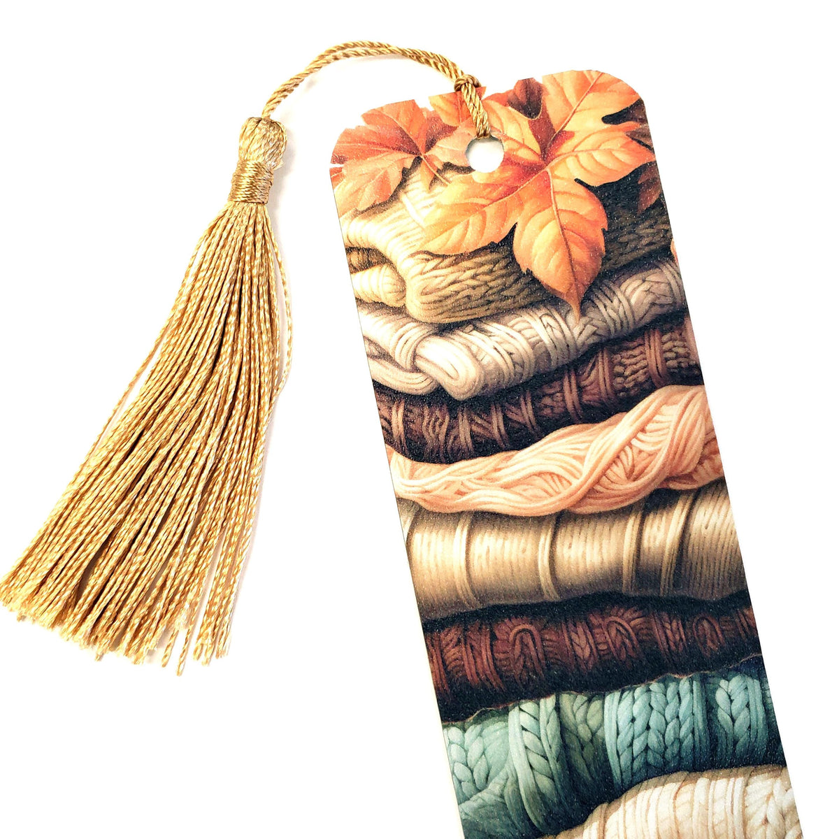 Fall Sweater Weather Bookmark with tassel, double-sided