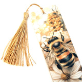Honeybee Bookmark with tassel, double-sided